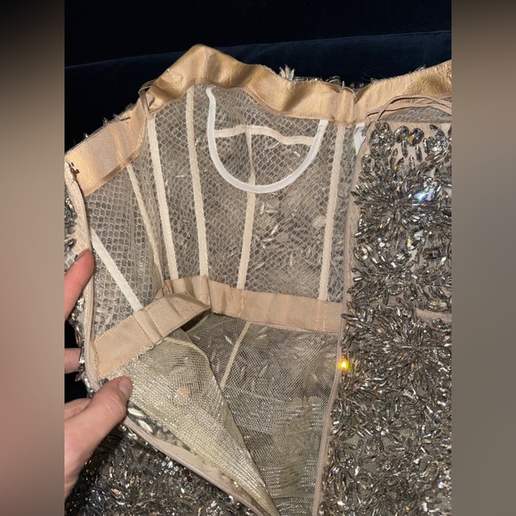 Oscar de la Renta Strapless Cocktail Dress in Silver Crystals - Picture 5 of 9